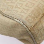 FENDI Zucchino Canvas Shoulder Bag Silver Beige87811
