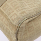 FENDI Zucchino Canvas Shoulder Bag Silver Beige87811