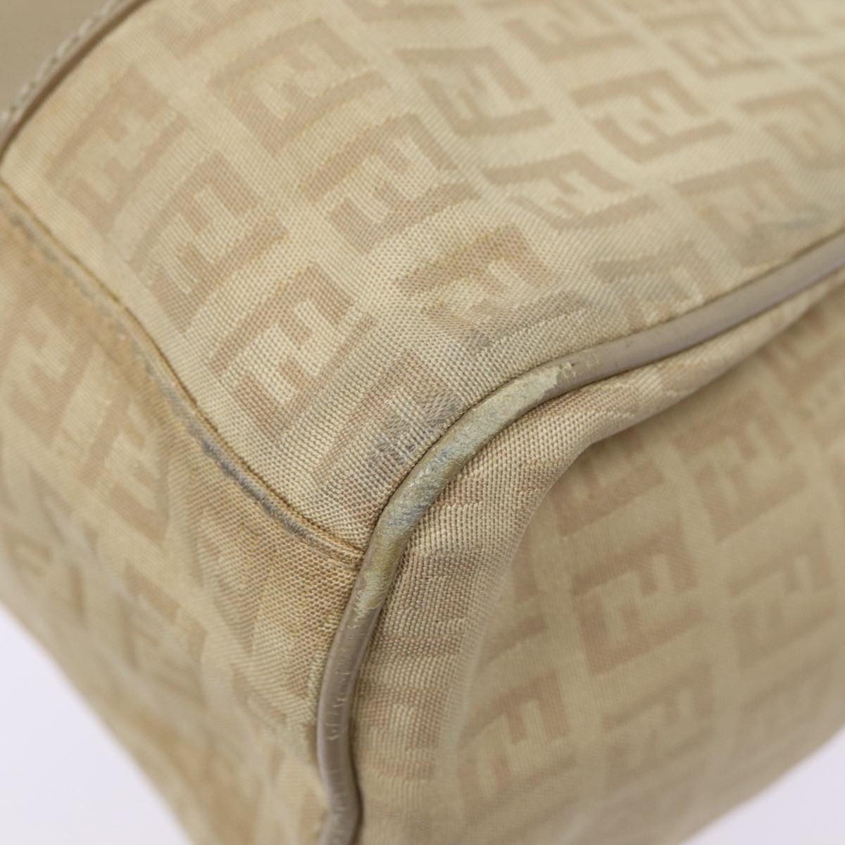 FENDI Zucchino Canvas Shoulder Bag Silver Beige87811