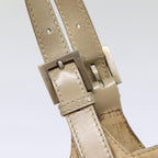 FENDI Zucchino Canvas Shoulder Bag Silver Beige87811
