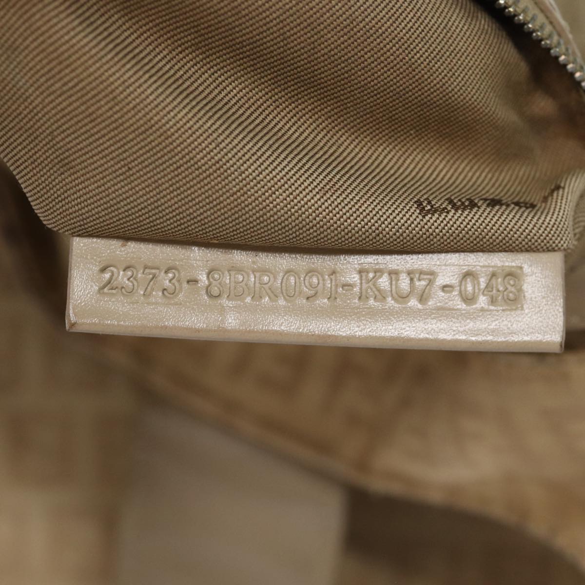 FENDI Zucchino Canvas Shoulder Bag Silver Beige87811