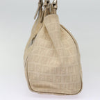 FENDI Zucchino Canvas Shoulder Bag Silver Beige87811