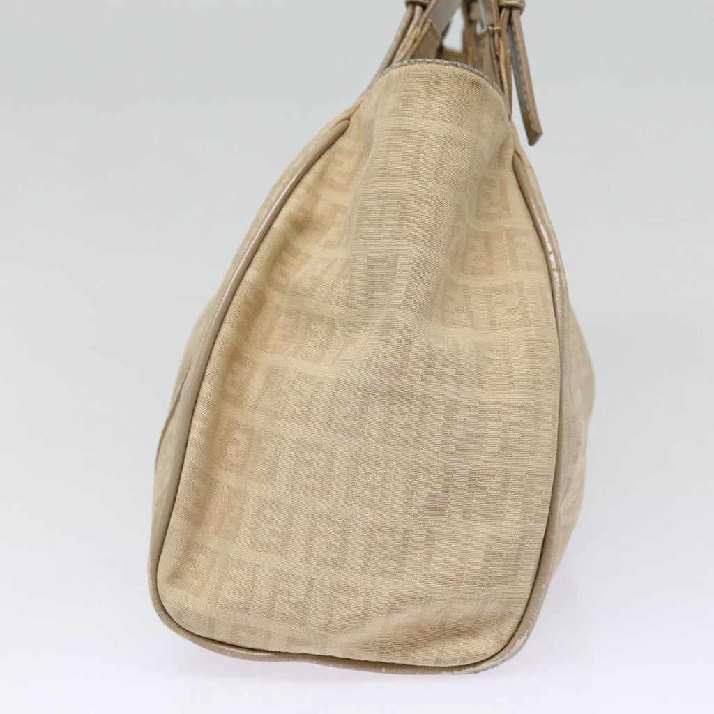 FENDI Zucchino Canvas Shoulder Bag Silver Beige87811