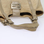 FENDI Zucchino Canvas Shoulder Bag Silver Beige87811