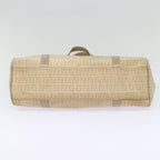 FENDI Zucchino Canvas Shoulder Bag Silver Beige87811