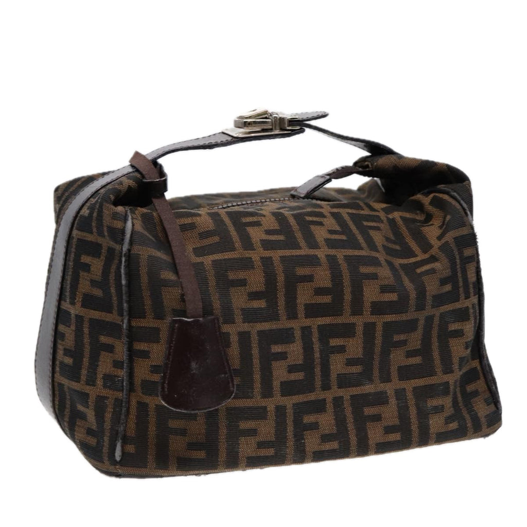 FENDI Zucca Canvas Vanity Pouch Brown Black Silver87877