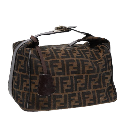 FENDI Zucca Canvas Vanity Pouch Brown Black Silver87877