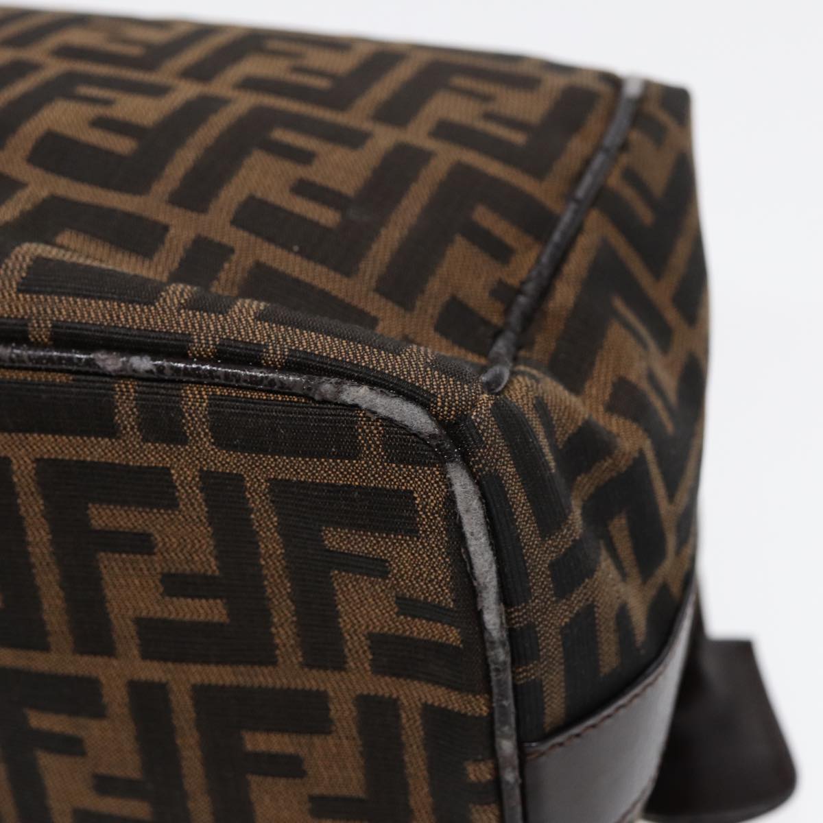 FENDI Zucca Canvas Vanity Pouch Brown Black Silver87877