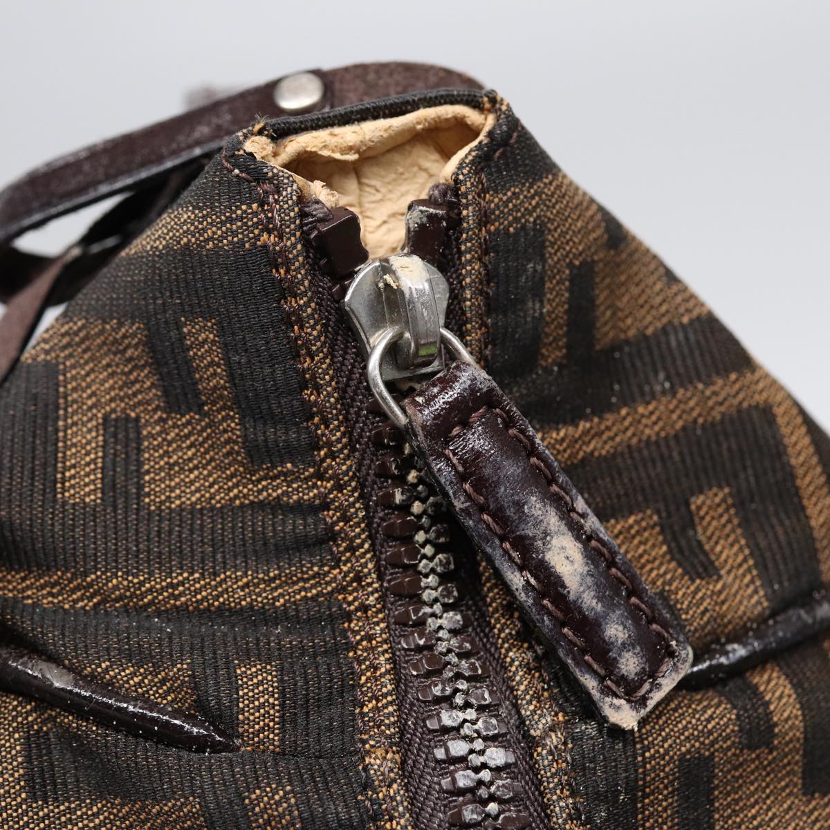 FENDI Zucca Canvas Vanity Pouch Brown Black Silver87877