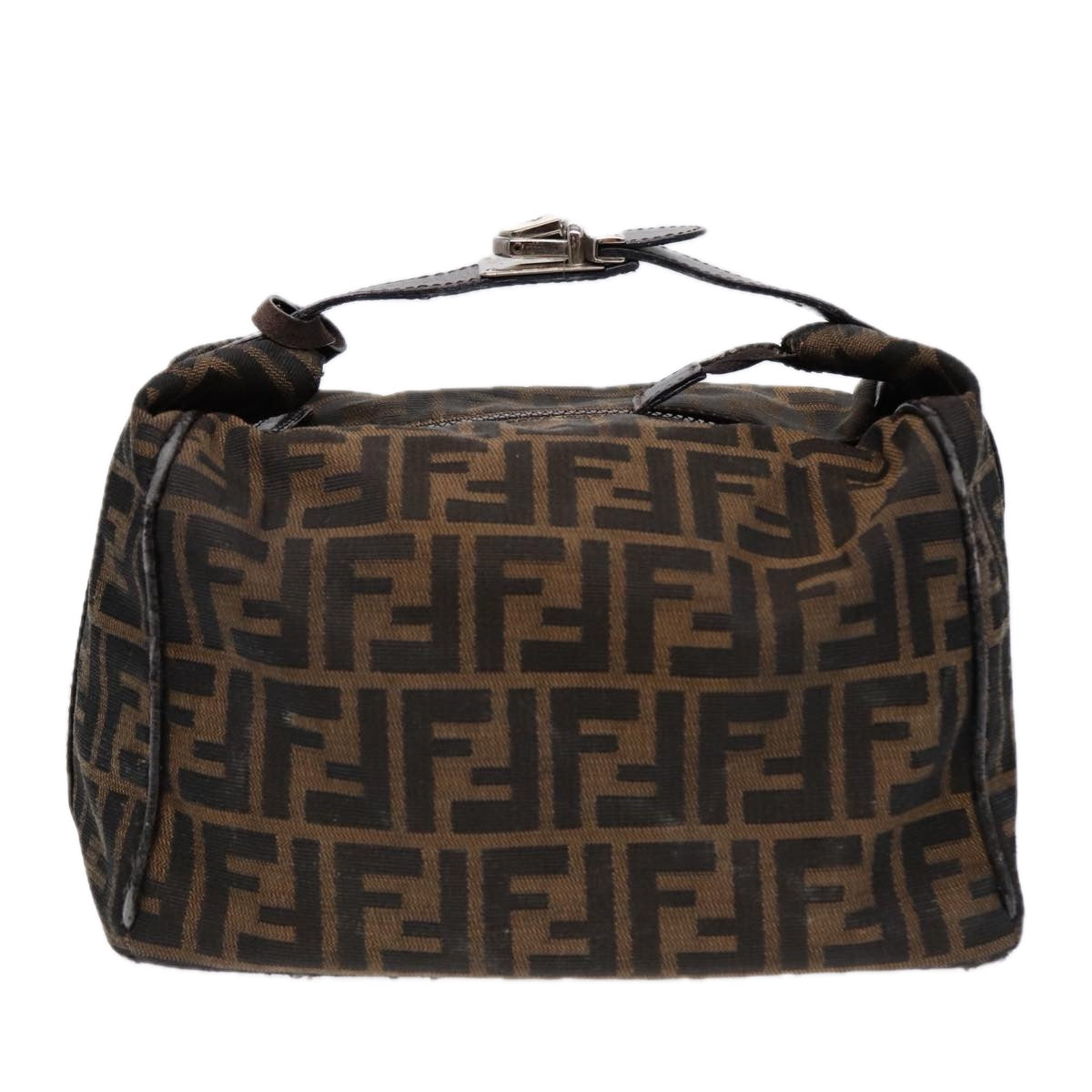 FENDI Zucca Canvas Vanity Pouch Brown Black Silver87877