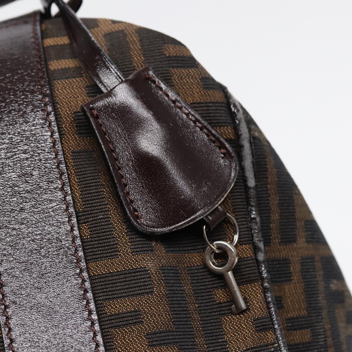 FENDI Zucca Canvas Vanity Pouch Brown Black Silver87877