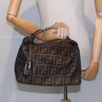 FENDI Zucca Canvas Vanity Pouch Brown Black Silver87877