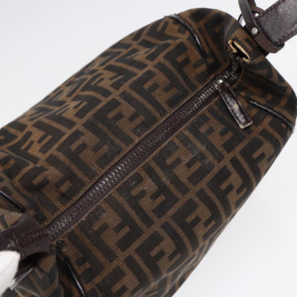 FENDI Zucca Canvas Vanity Pouch Brown Black Silver87877