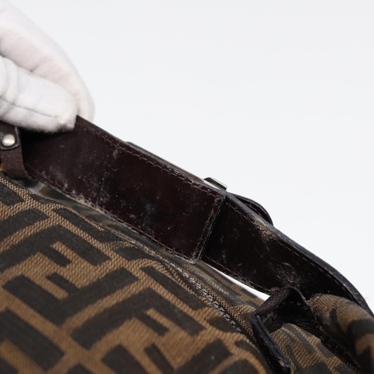 FENDI Zucca Canvas Vanity Pouch Brown Black Silver87877