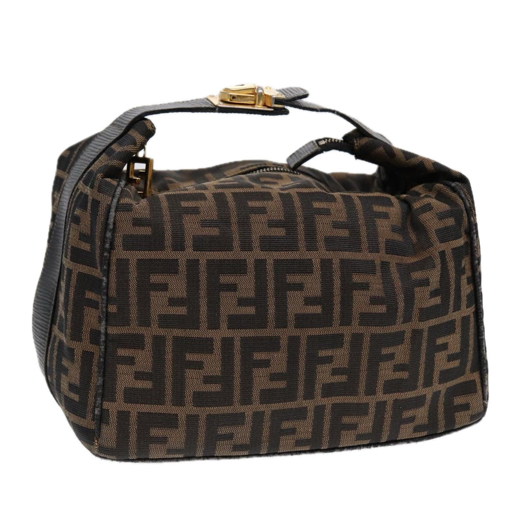 FENDI Zucca Canvas Vanity Pouch Brown Black gold87878
