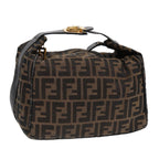 FENDI Zucca Canvas Vanity Pouch Brown Black gold87878