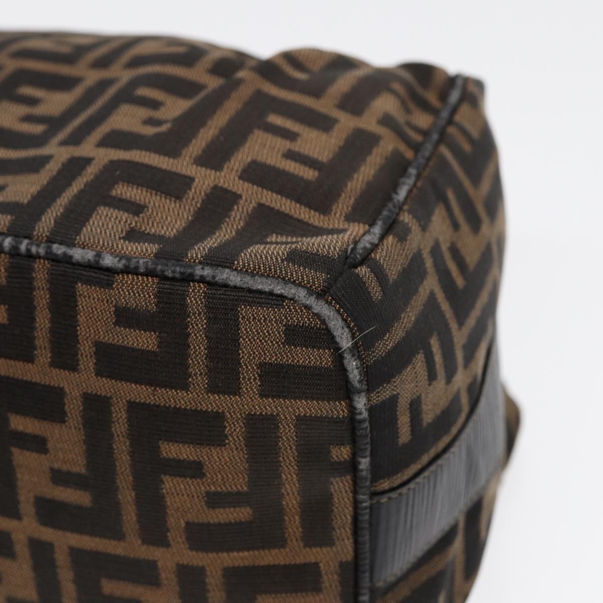 FENDI Zucca Canvas Vanity Pouch Brown Black gold87878