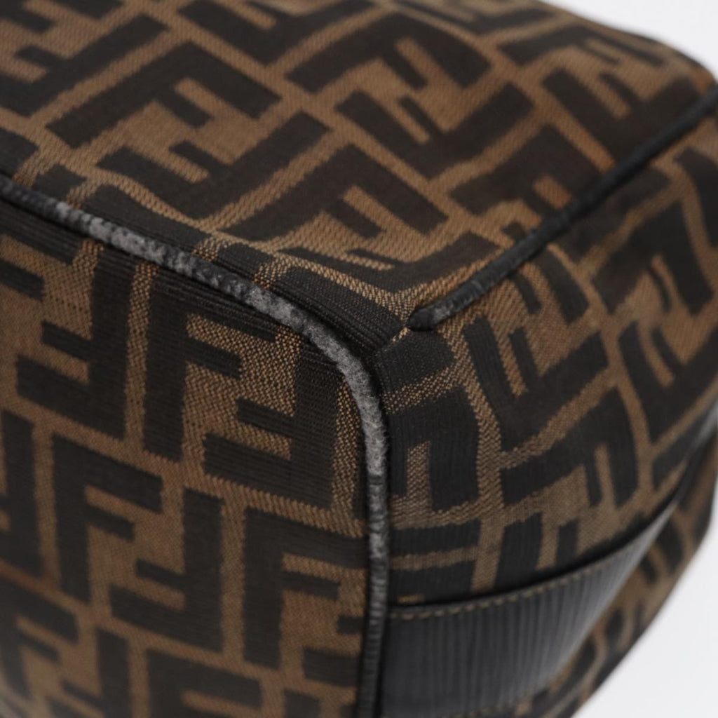 FENDI Zucca Canvas Vanity Pouch Brown Black gold87878
