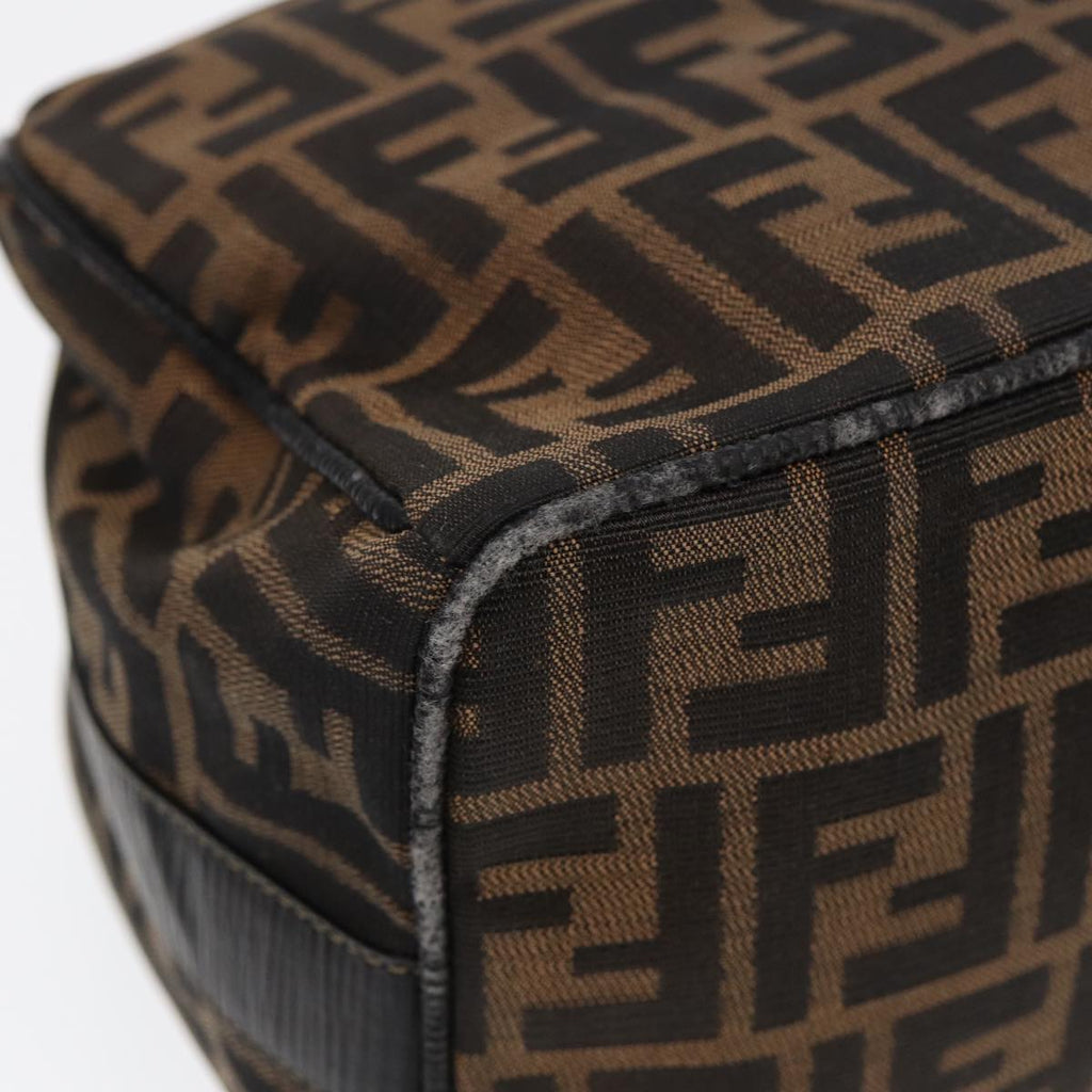 FENDI Zucca Canvas Vanity Pouch Brown Black gold87878