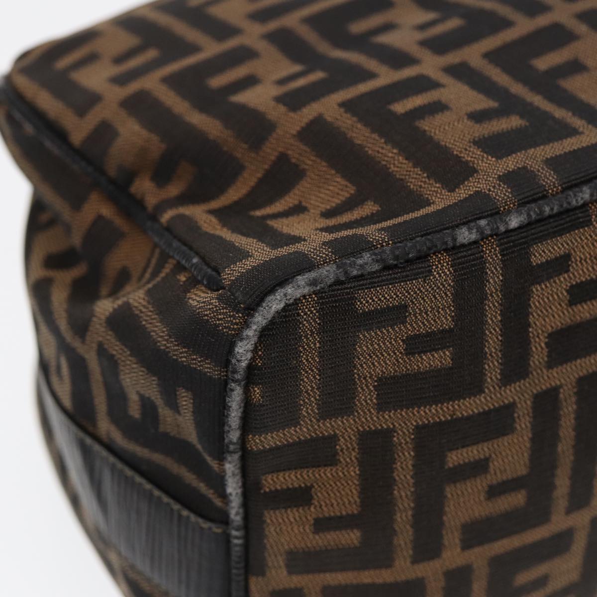 FENDI Zucca Canvas Vanity Pouch Brown Black gold87878