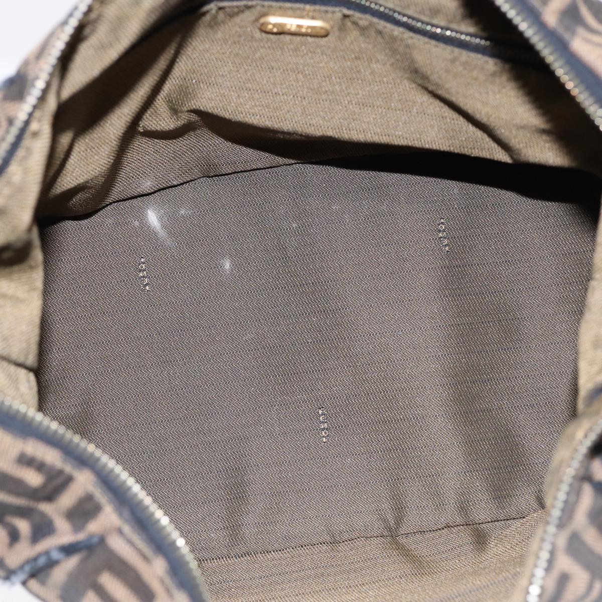 FENDI Zucca Canvas Vanity Pouch Brown Black gold87878