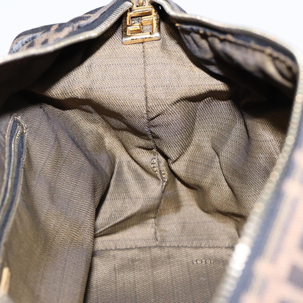 FENDI Zucca Canvas Vanity Pouch Brown Black gold87878