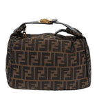 FENDI Zucca Canvas Vanity Pouch Brown Black gold87878