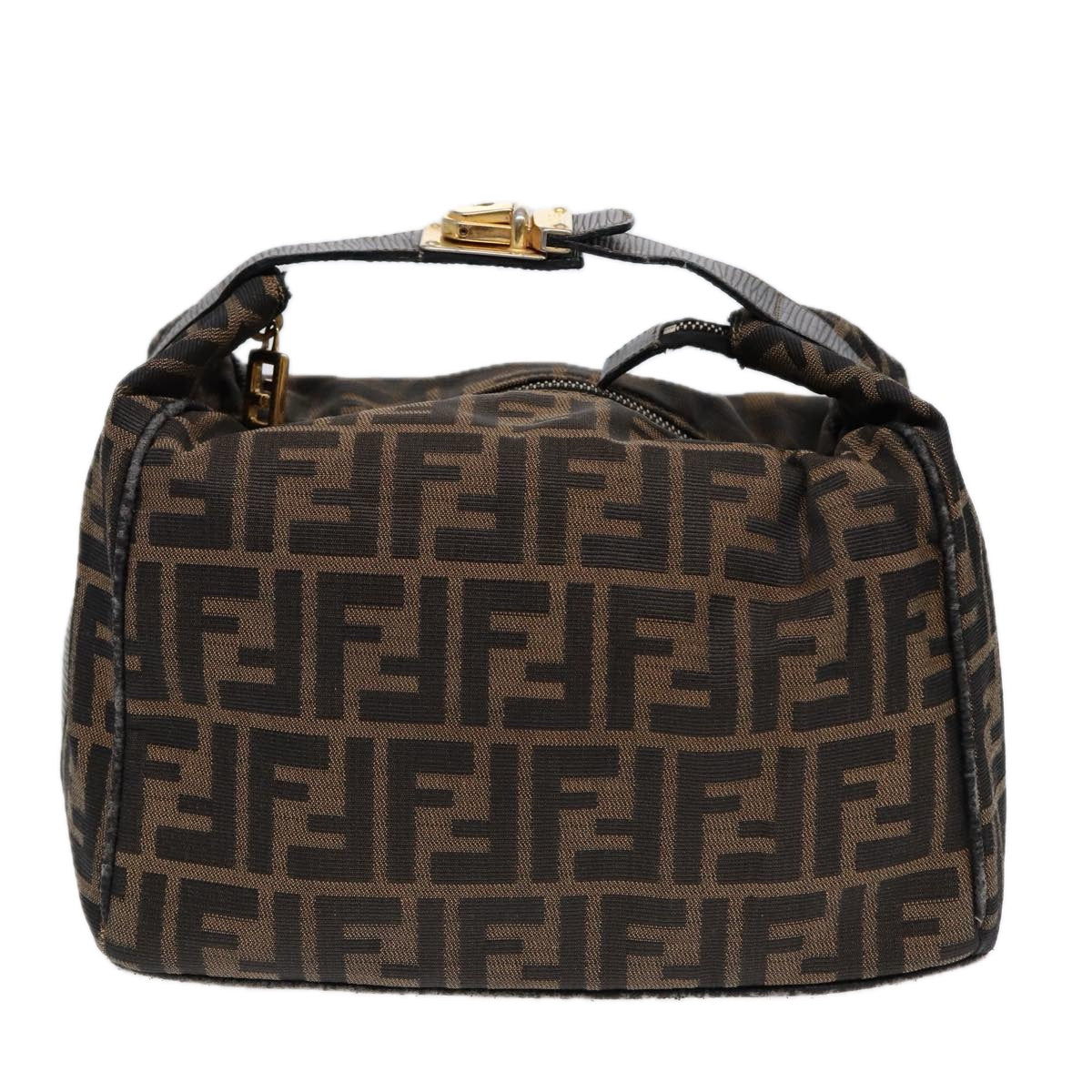 FENDI Zucca Canvas Vanity Pouch Brown Black gold87878