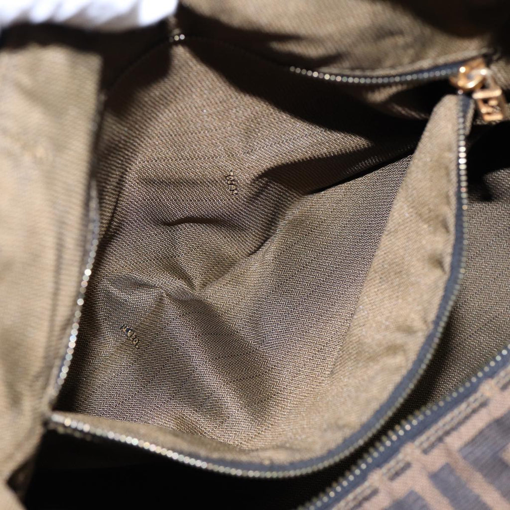 FENDI Zucca Canvas Vanity Pouch Brown Black gold87878