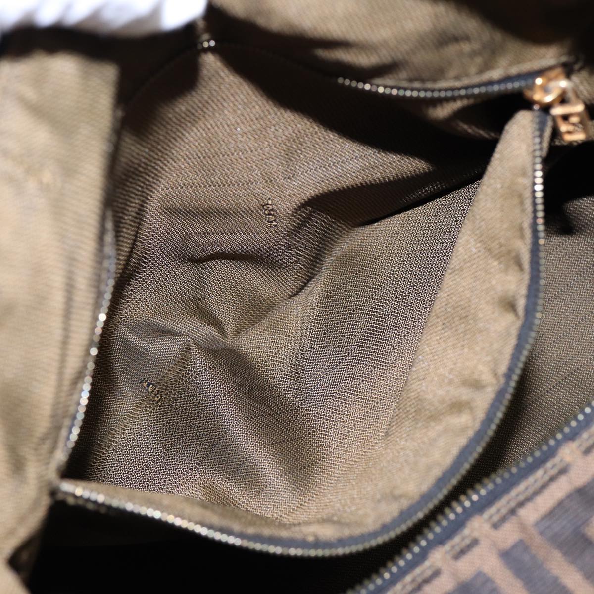 FENDI Zucca Canvas Vanity Pouch Brown Black gold87878