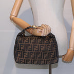 FENDI Zucca Canvas Vanity Pouch Brown Black gold87878