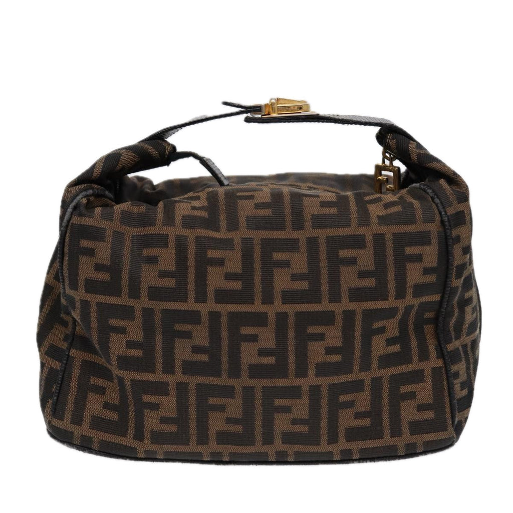FENDI Zucca Canvas Vanity Pouch Brown Black gold87878