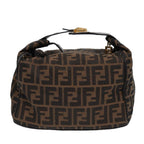 FENDI Zucca Canvas Vanity Pouch Brown Black gold87878
