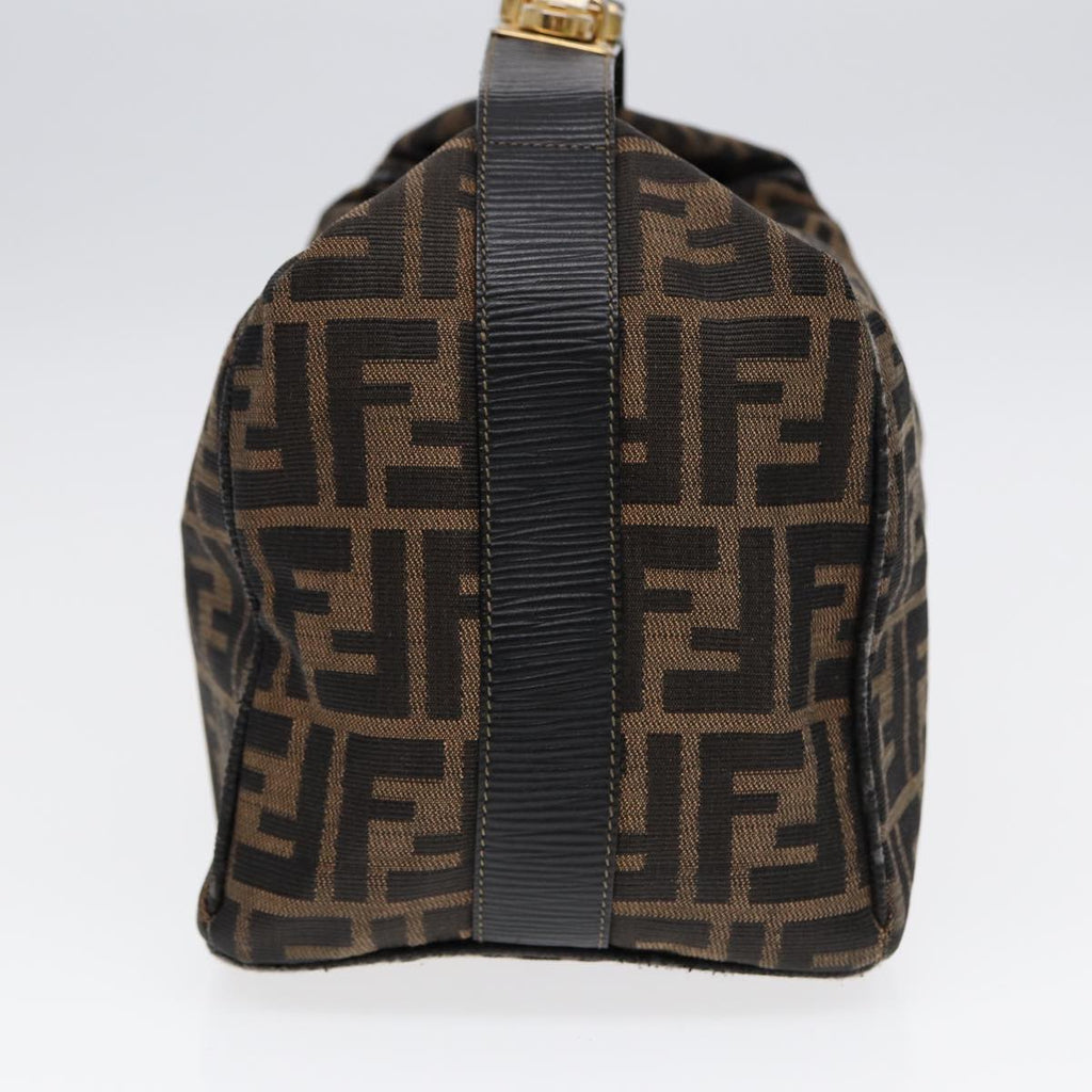 FENDI Zucca Canvas Vanity Pouch Brown Black gold87878