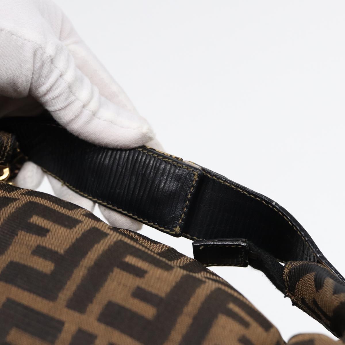 FENDI Zucca Canvas Vanity Pouch Brown Black gold87878