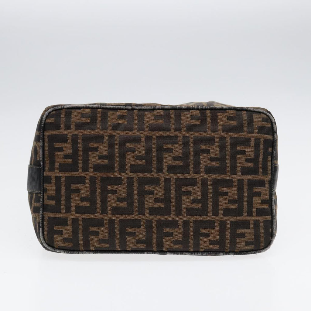 FENDI Zucca Canvas Vanity Pouch Brown Black gold87878