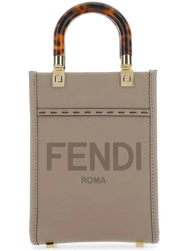 Fendi Sunshine Shopper Small Leather Tote Bag Beige
