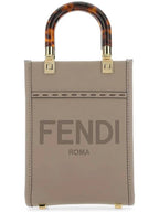 Fendi Sunshine Shopper Small Leather Tote Bag Beige