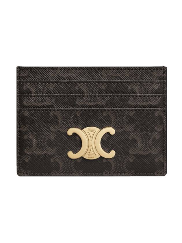 CELINE Triomphe Card Holder in Triomphe Canvas Tan