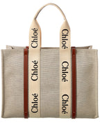 Chloe Woody Large Canvas & Leather Tote
