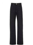 Fendi Jacquard Logo Monogram Cotton Straight Pants Dark Blue