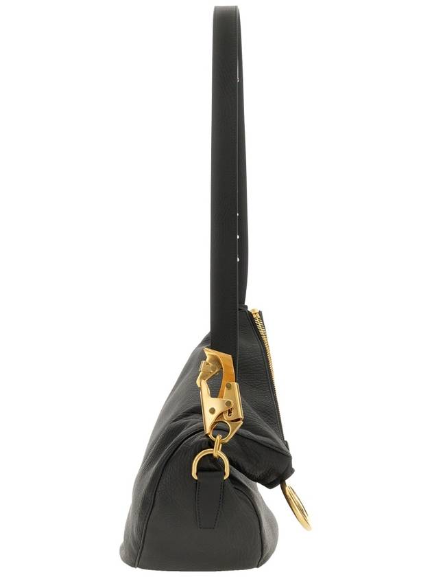 Burberry Knight Leather Medium Shoulder Bag Black