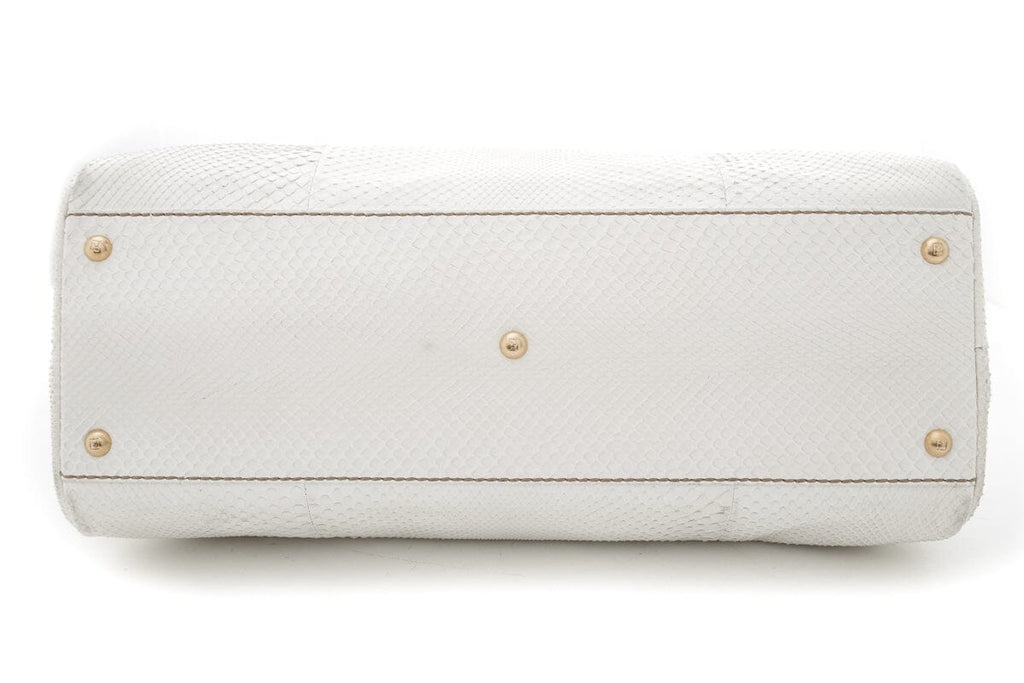 Fendi Cream Python Large Peekaboo Top Handle Bag