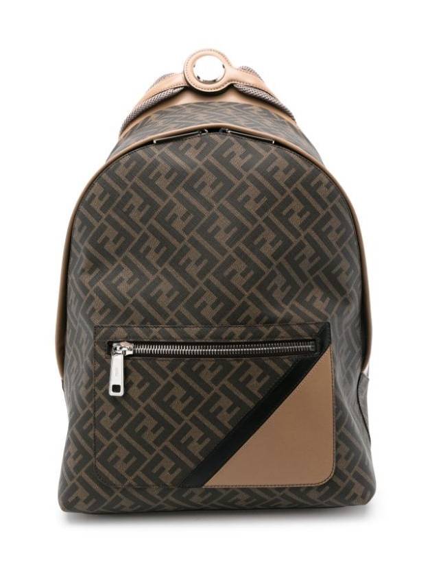 Fendi Chiodo Diagonal Leather Backpack Brown
