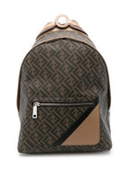 Fendi Chiodo Diagonal Leather Backpack Brown
