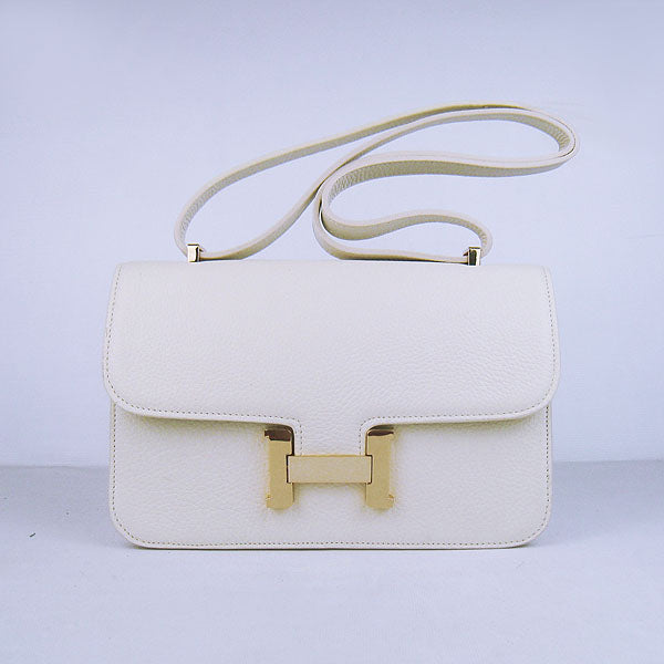 Hermes Calf Leather Message Bag H020 Beige Golden