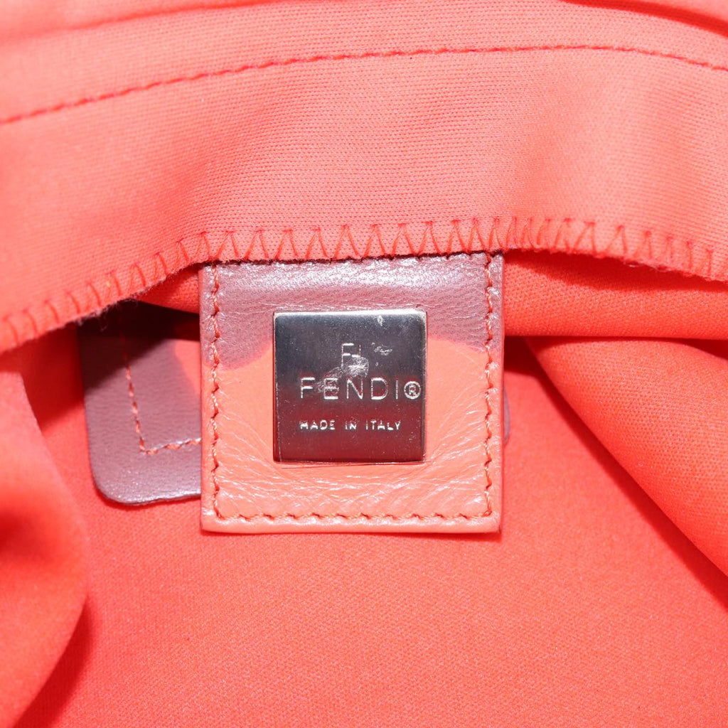 FENDI Mamma Baguette Shoulder Bag Nylon Orange Silver88076