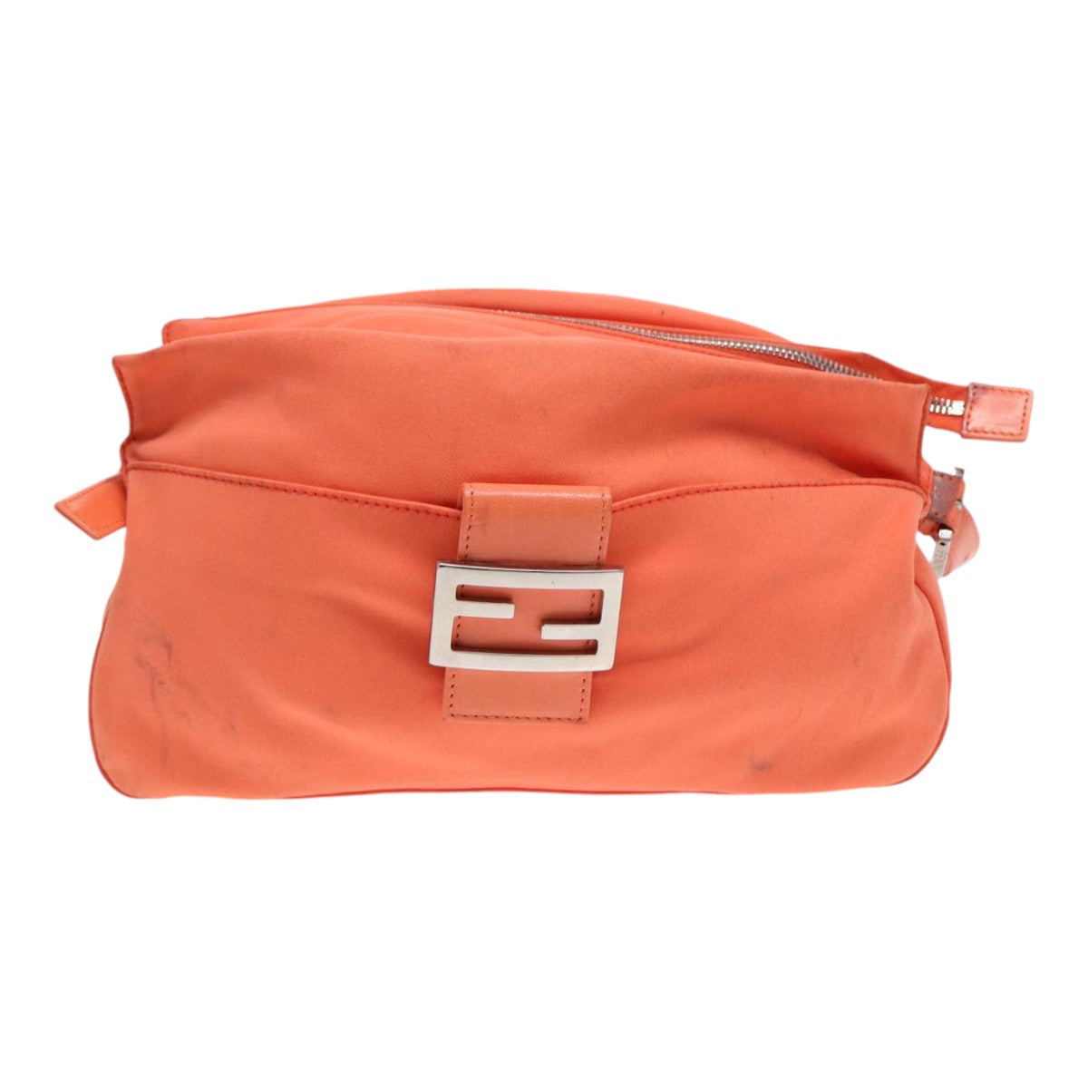 FENDI Mamma Baguette Shoulder Bag Nylon Orange Silver88076