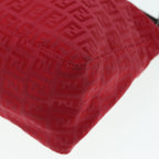 FENDI Zucchino Canvas Hand Bag Red Silver88077