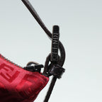 FENDI Zucchino Canvas Hand Bag Red Silver88077